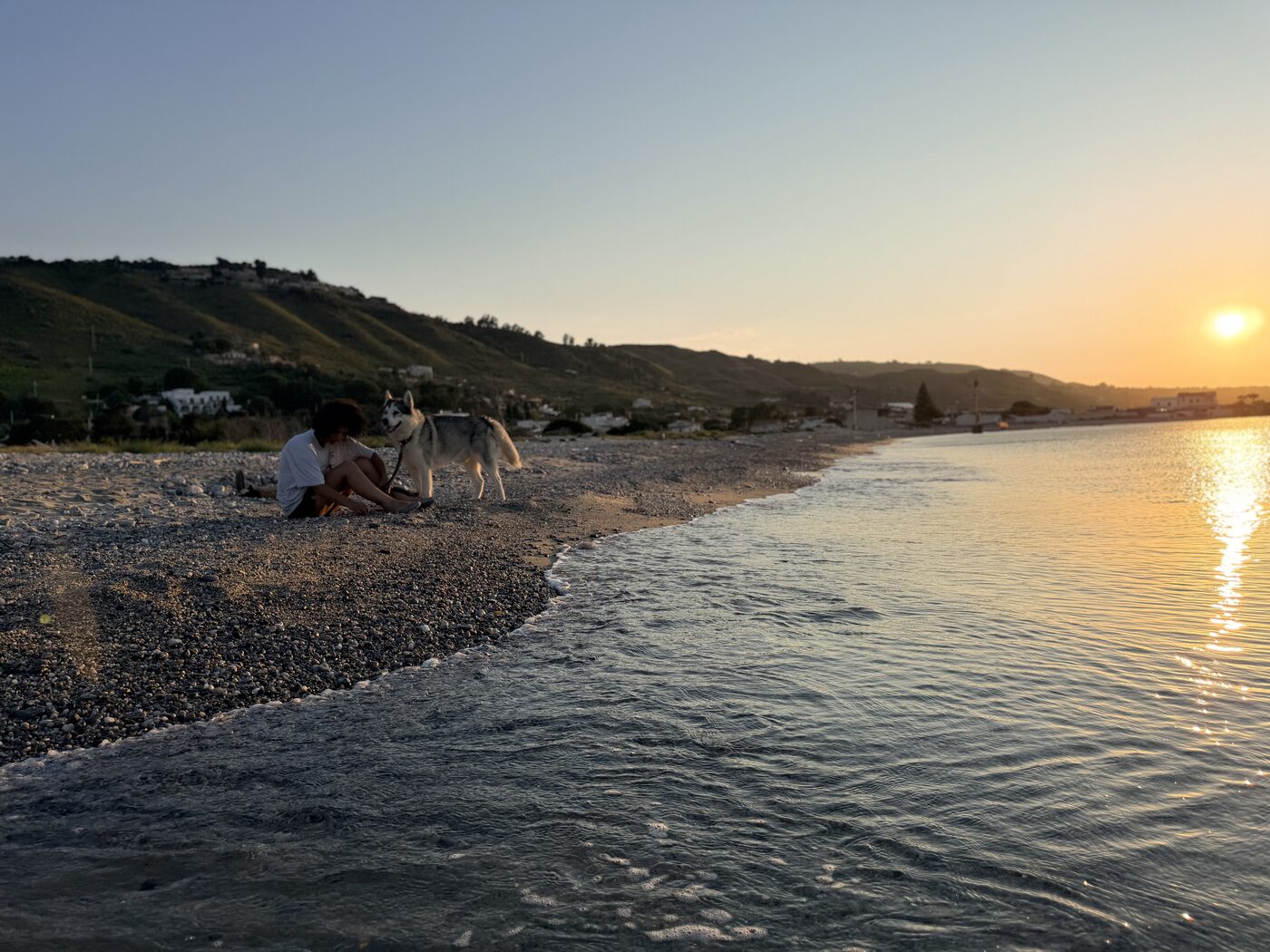 A peaceful evening on the Sicilian beach at sunset